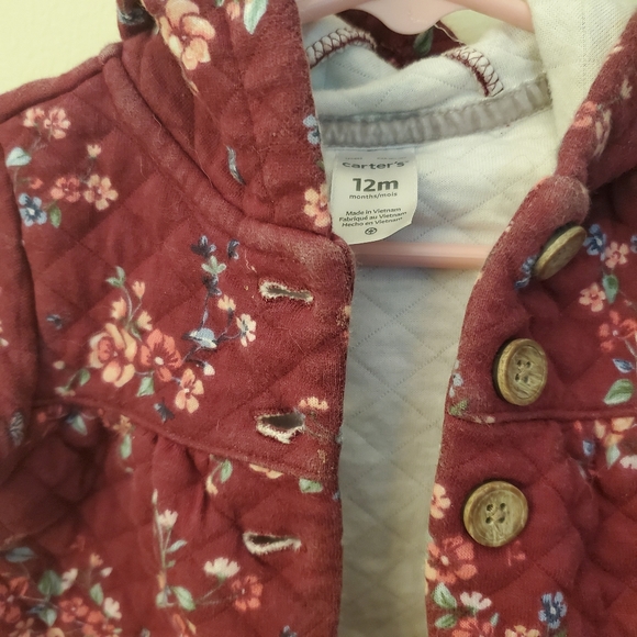 Carter's 12 Months Baby Girl Quilted Style Jacket - Picture 2 of 3